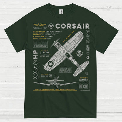 F4U Corsair Blueprint Aviation T Shirt