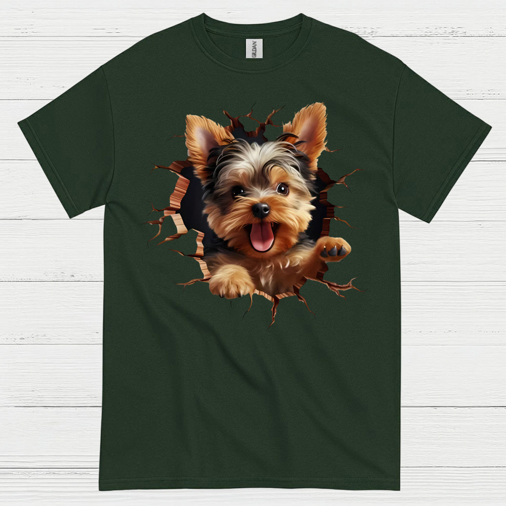 Cute 3D Yorkie Puppy Breakthrough T Shirt