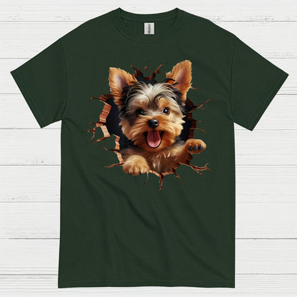 Cute 3D Yorkie Puppy Breakthrough T Shirt