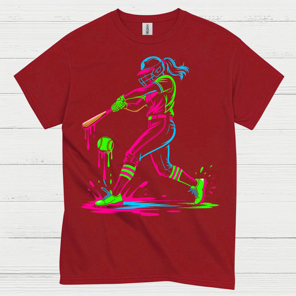 Neon Softball Girl Swing T Shirt