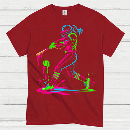 Neon Softball Girl Swing T Shirt