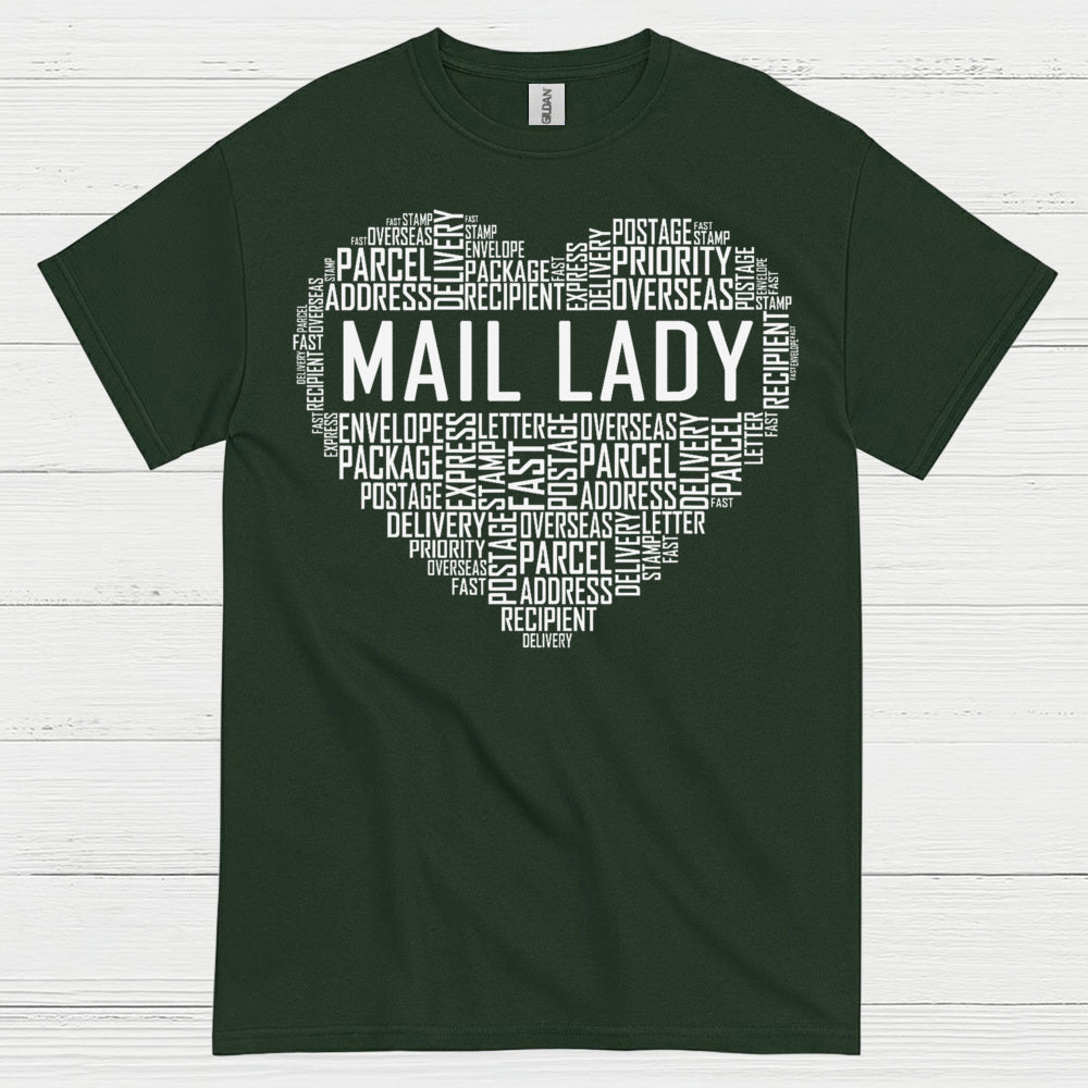 Mail Lady Heart Word Art T Shirt