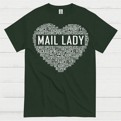 Mail Lady Heart Word Art T Shirt