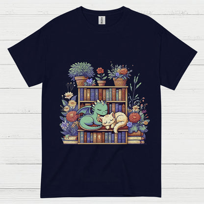 Dragon And Cat Reading T Shirt