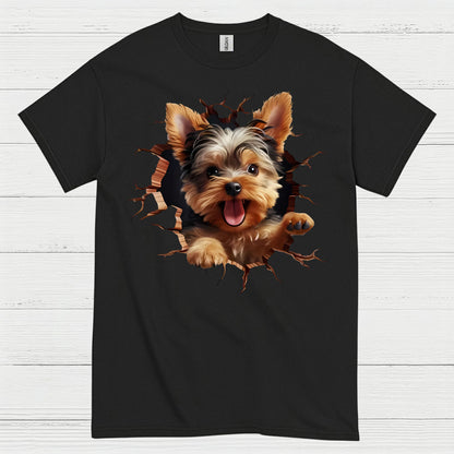 Cute 3D Yorkie Puppy Breakthrough T Shirt