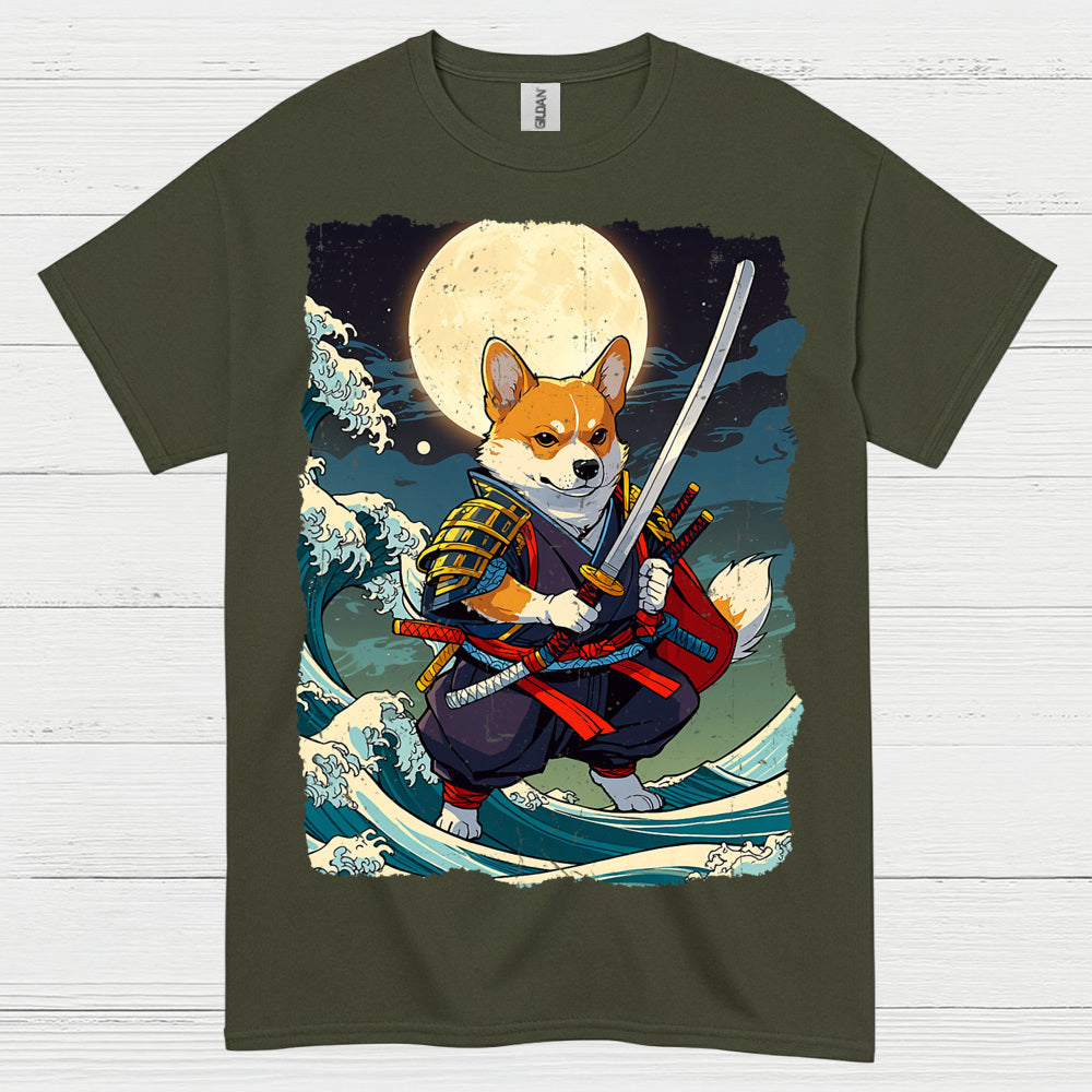 Samurai Corgi Warrior Art T Shirt