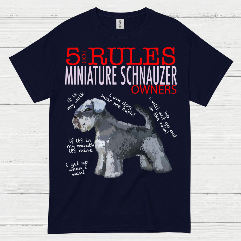 5 Rules for Miniature Schnauzer Owners Funny T Shirt
