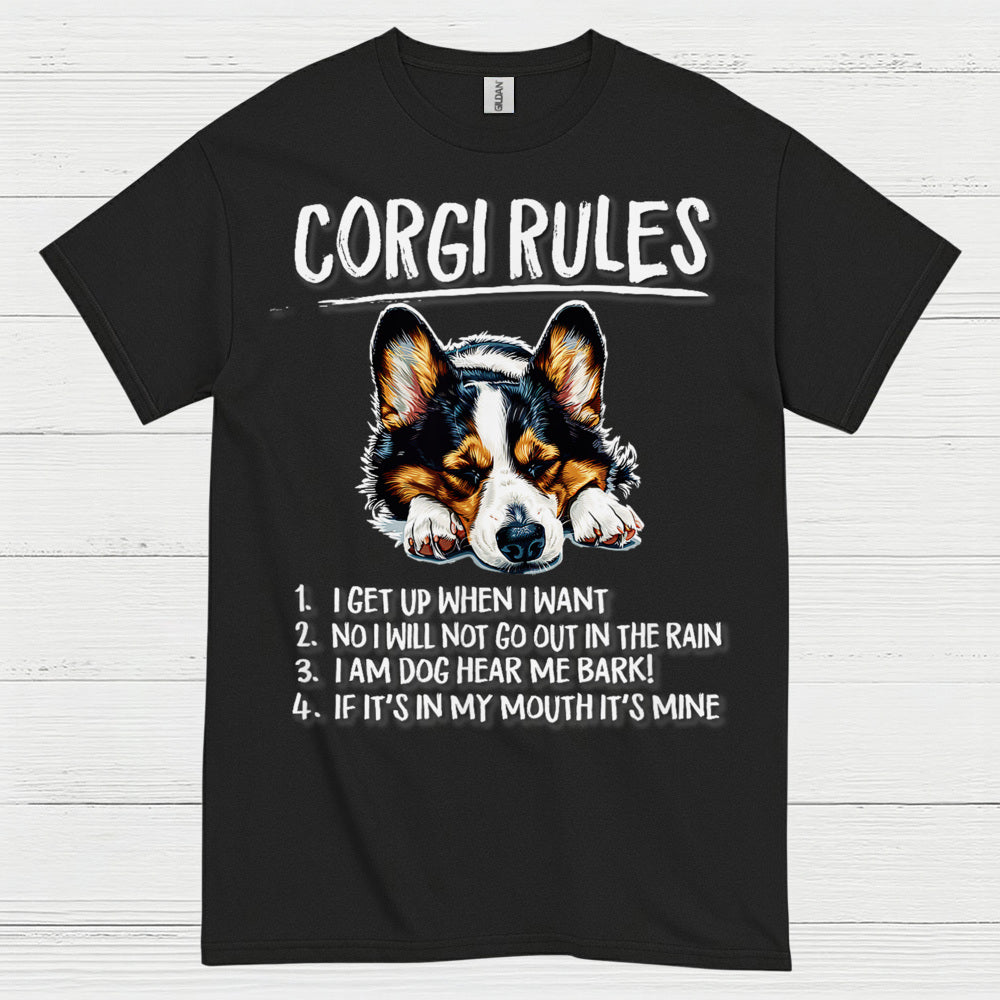 Corgi Rules Funny Dog T Shirt