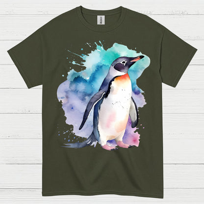 Watercolor Penguin Artistic Animal Graphic T Shirt
