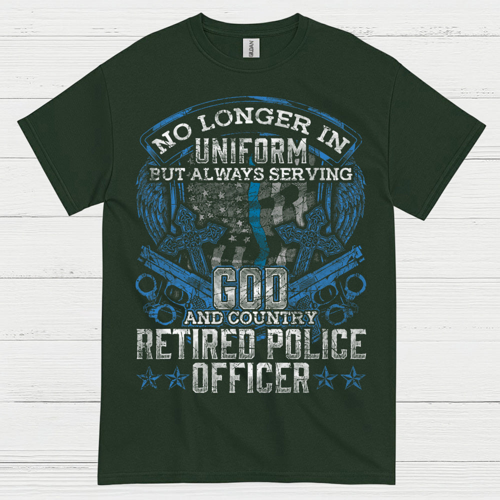Retired Police Officer God And Country T Shirt