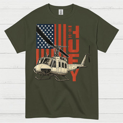 UH-1 Huey American Flag Military T Shirt