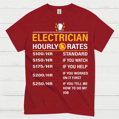 Electrician Hourly Rates T Shirt