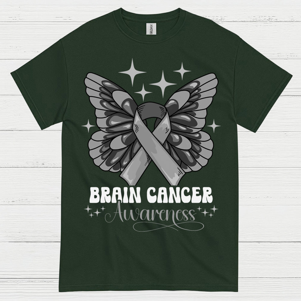 Butterfly Ribbon Brain Cancer Awareness T Shirt