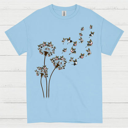 Corgi Dandelion Whimsical Art T Shirt