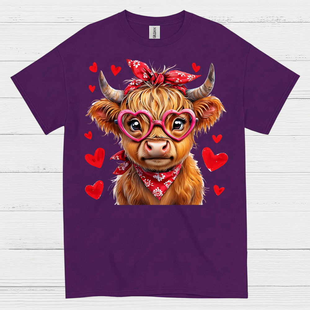Cute Valentine Cow Heart Glasses T Shirt