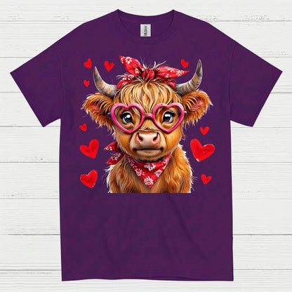 Cute Valentine Cow Heart Glasses T Shirt