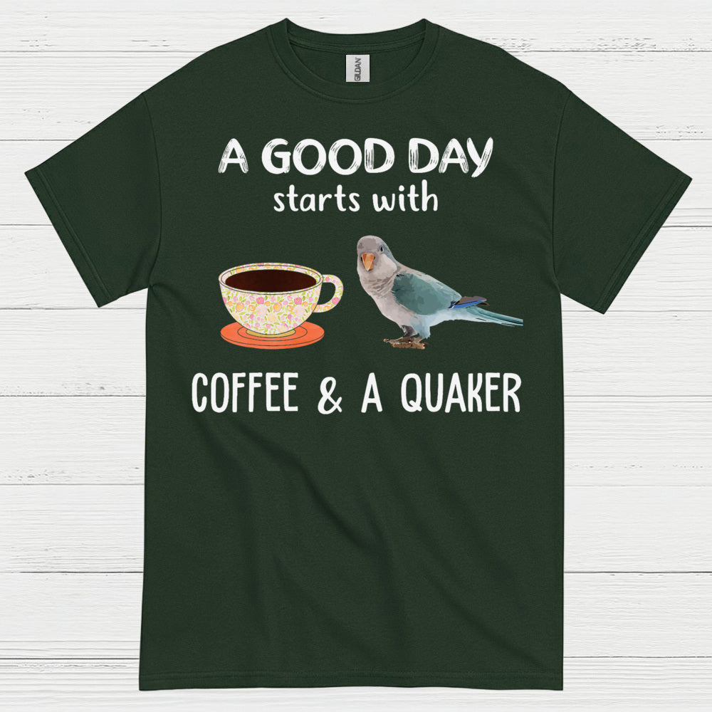 Coffee And A Quaker Funny Parrot T Shirt