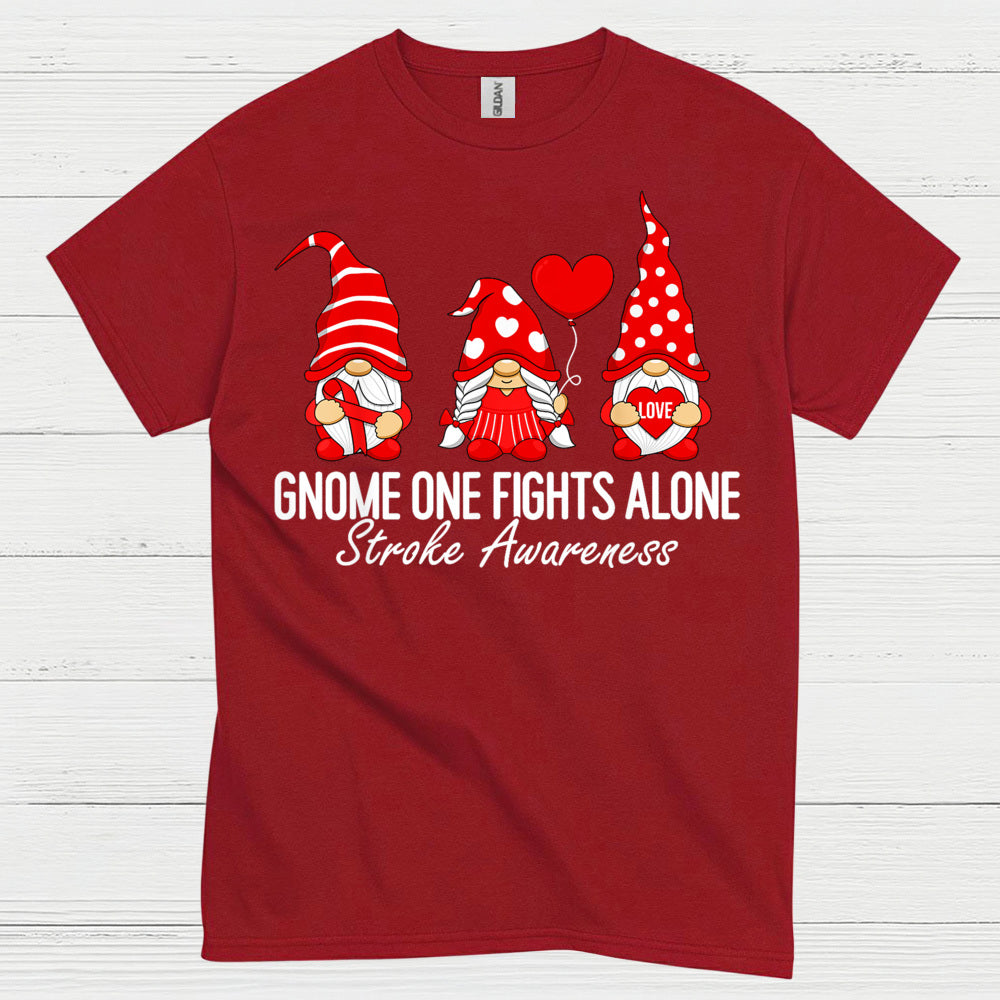 Gnome One Fights Alone Stroke Awareness T Shirt