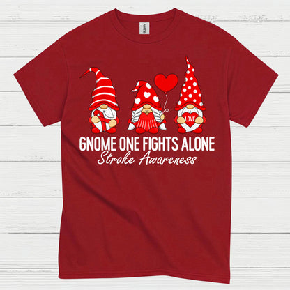 Gnome One Fights Alone Stroke Awareness T Shirt