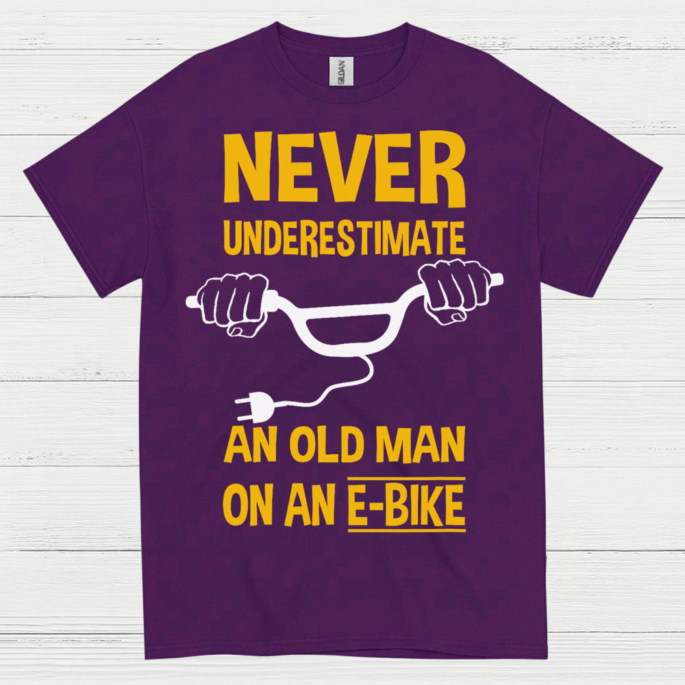Never Underestimate Old Man E Bike T Shirt