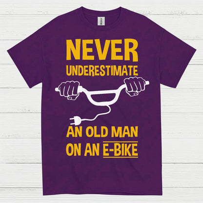 Never Underestimate Old Man E Bike T Shirt