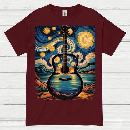 Guitar Starry Night Art T Shirt
