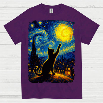 Dreamy Cat Night Art T Shirt