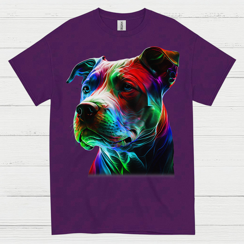 Colorful Pitbull Portrait Art T Shirt