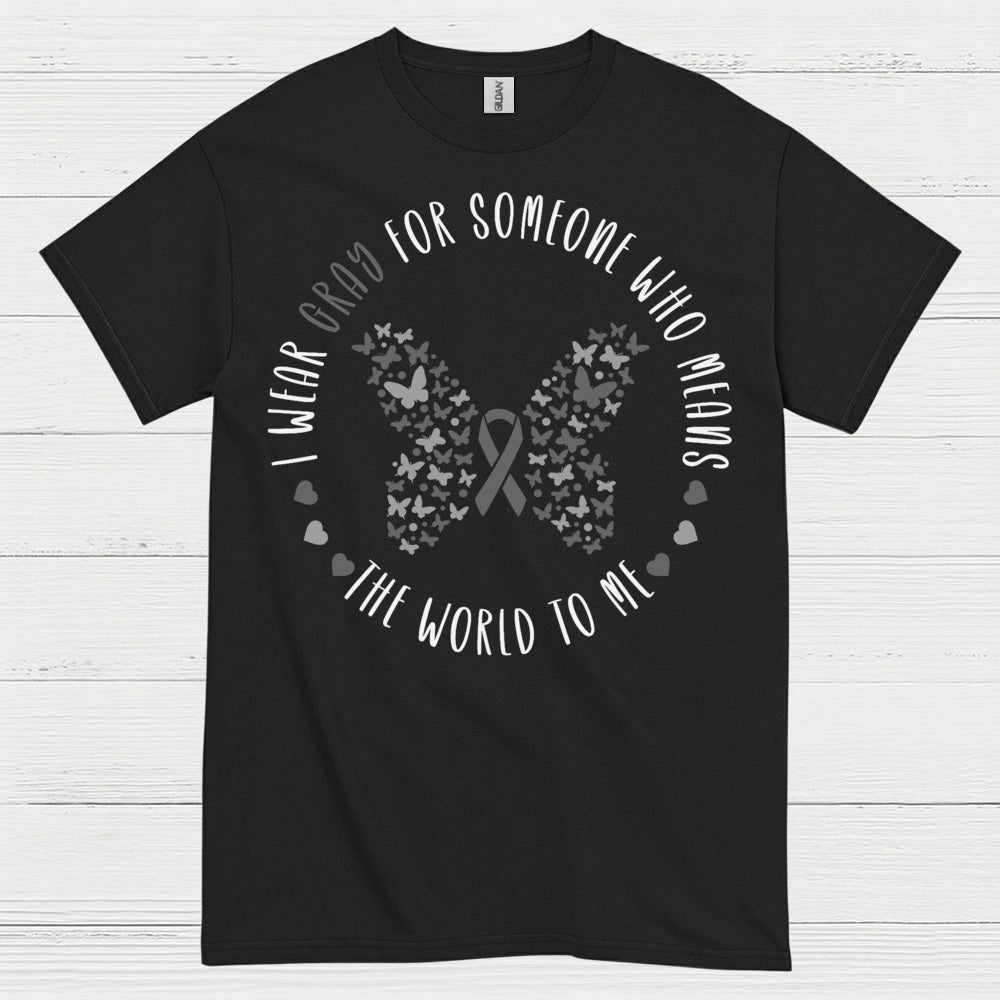 Gray Ribbon Love And Support Awareness T Shirt
