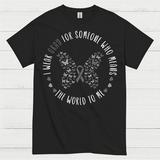 Gray Ribbon Love And Support Awareness T Shirt