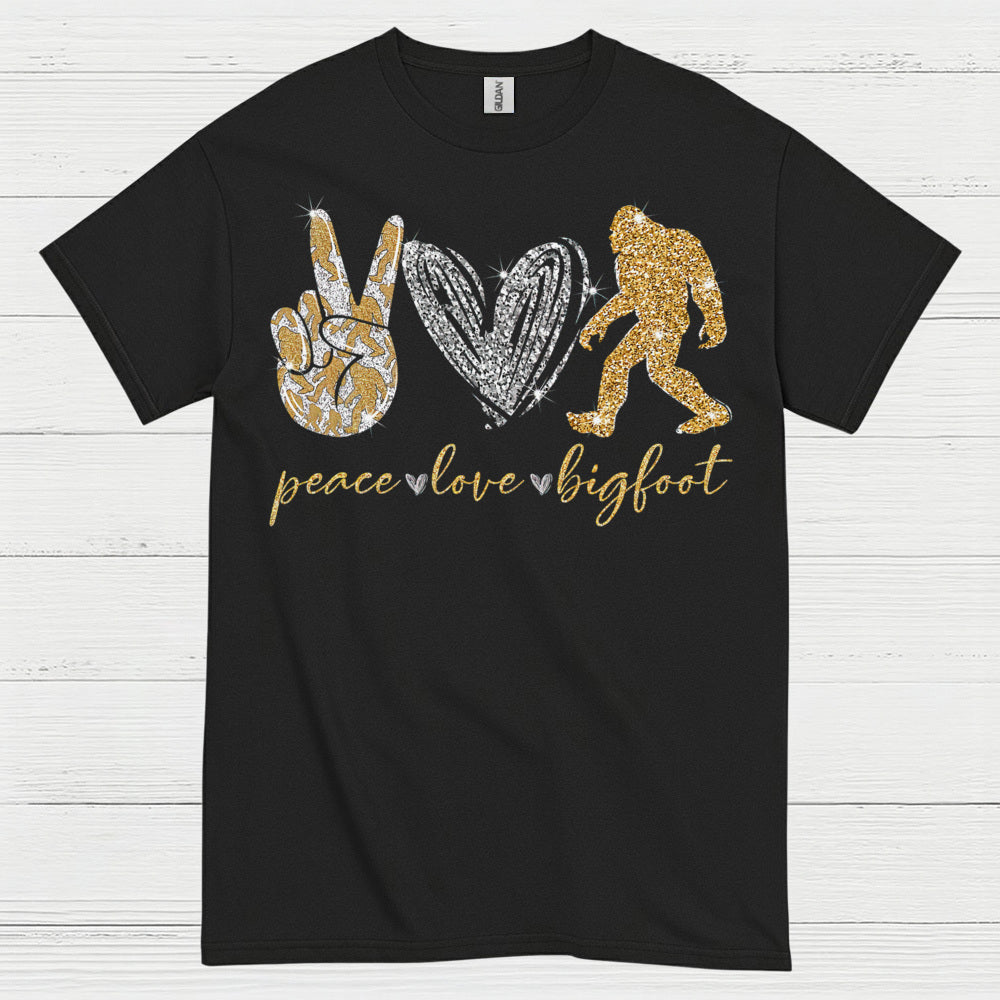Peace Love Bigfoot T Shirt
