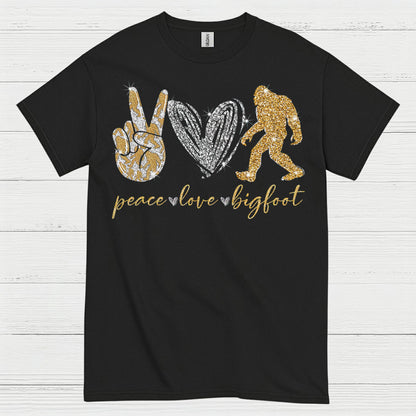 Peace Love Bigfoot T Shirt