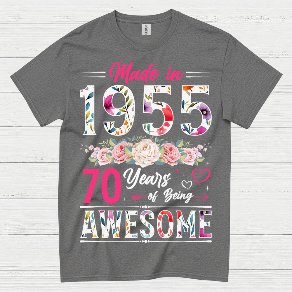 Made in 1955 70 Years Awesome T Shirt