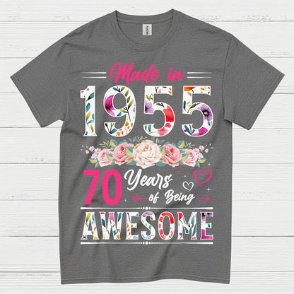 Made in 1955 70 Years Awesome T Shirt