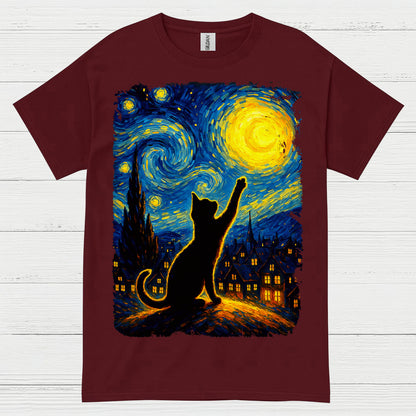 Dreamy Cat Night Art T Shirt