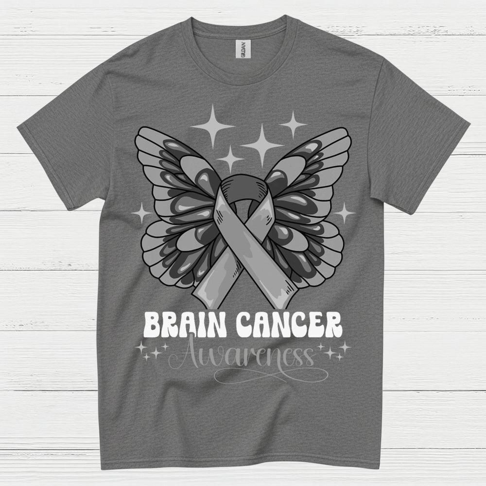 Butterfly Ribbon Brain Cancer Awareness T Shirt
