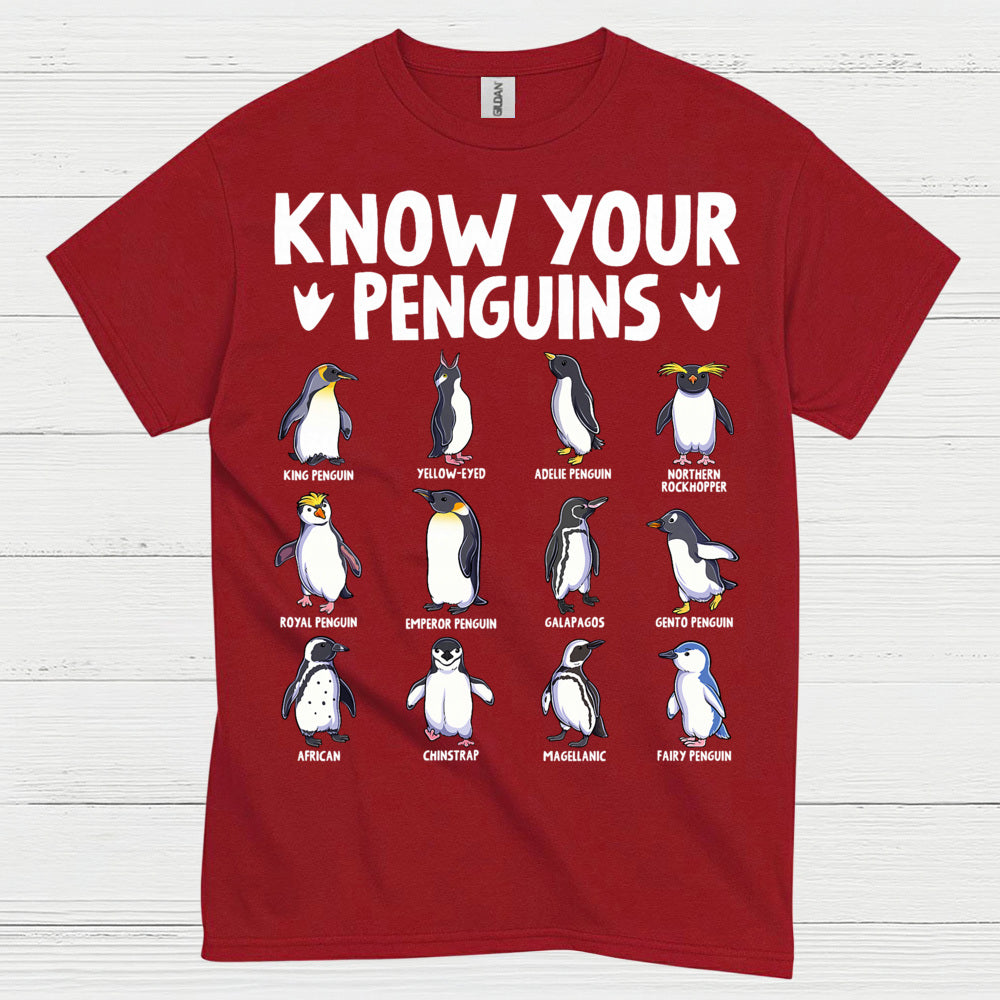 Know Your Penguins Educational Graphic T Shirt