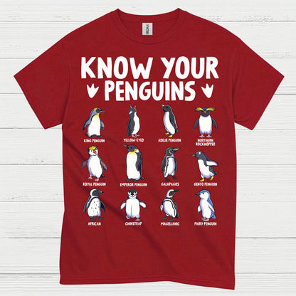 Know Your Penguins Educational Graphic T Shirt
