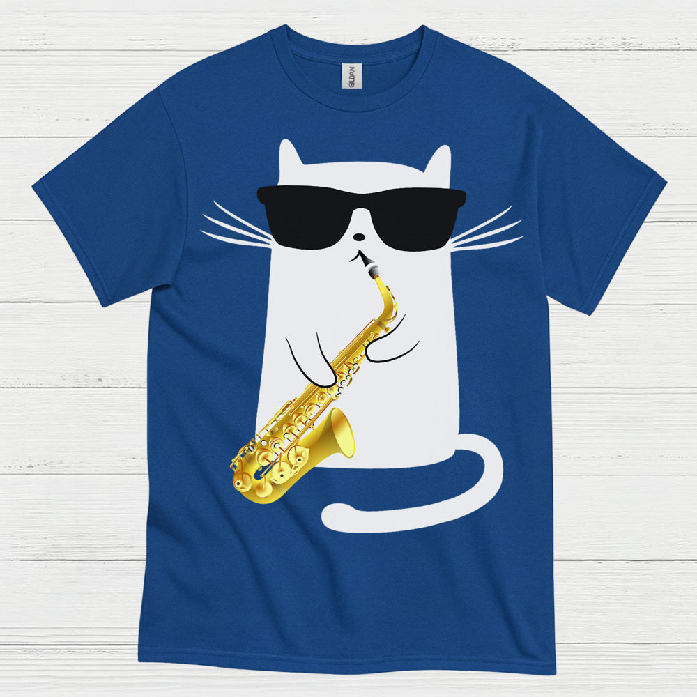 Cool Cat Playing Saxophone T Shirt