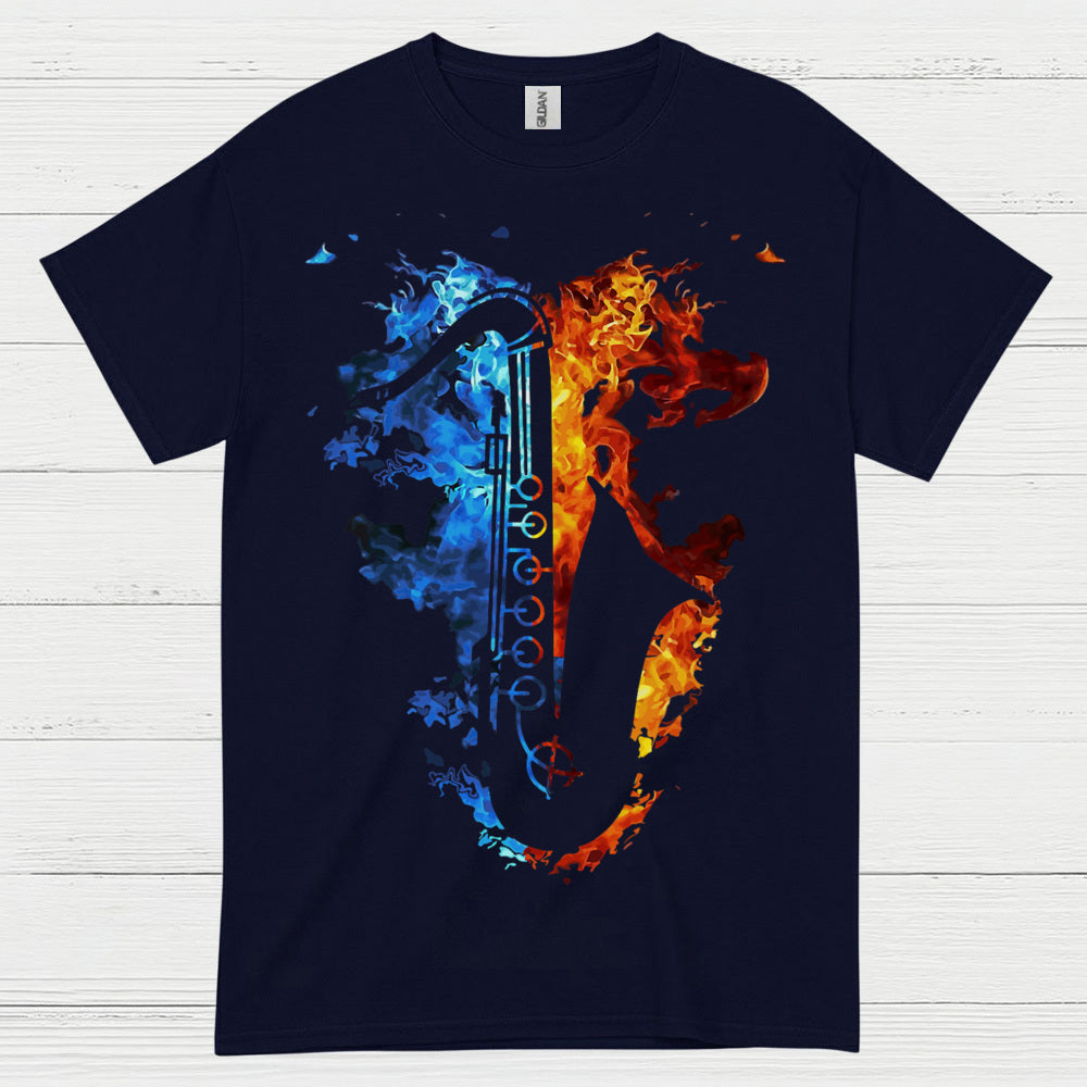 Fire And Ice Saxophone Music T Shirt