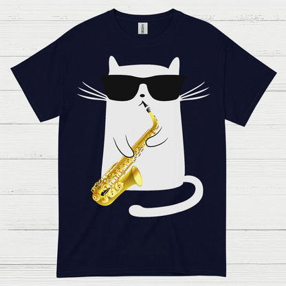 Cool Cat Playing Saxophone T Shirt