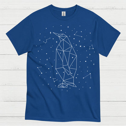 Geometric Penguin Constellation Minimal Art T Shirt