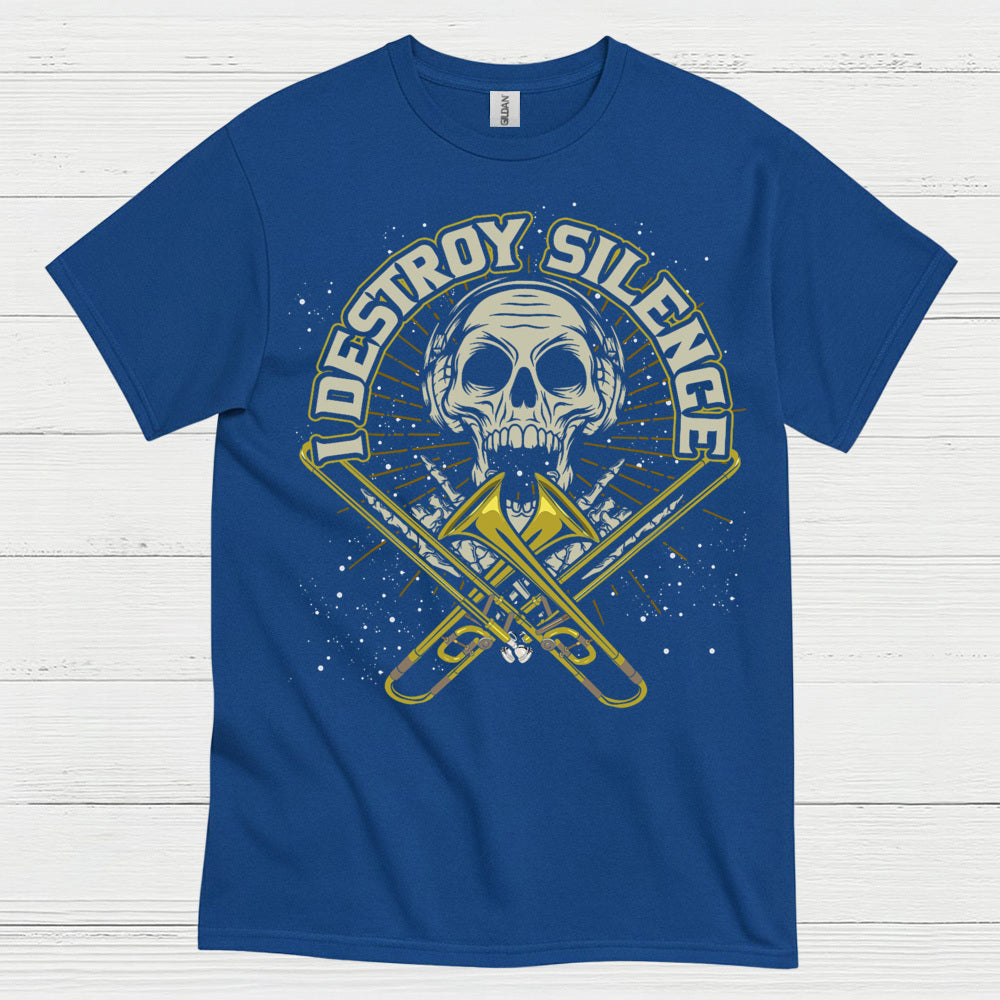 Destroy Silence Trombone Skull T Shirt