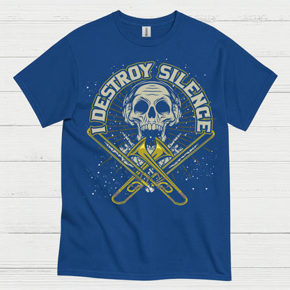Destroy Silence Trombone Skull T Shirt