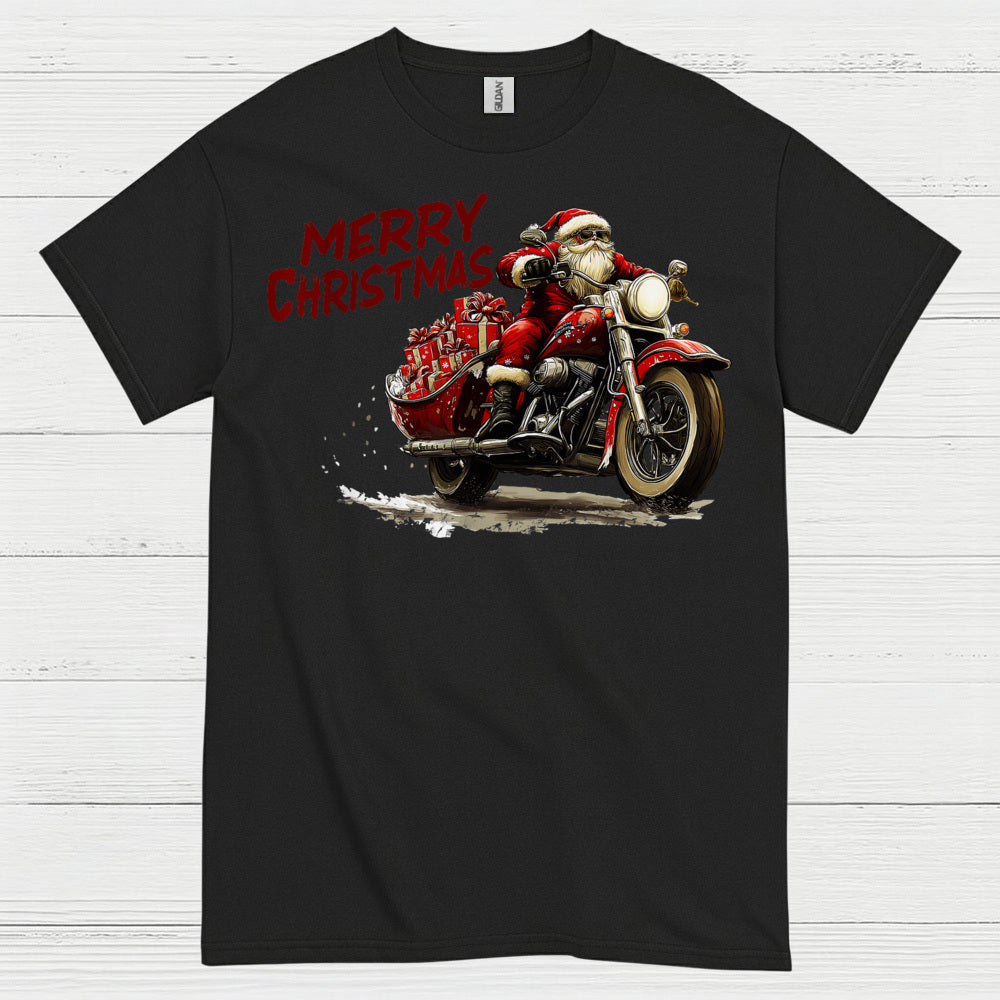 Merry Christmas Motorcycle Santa T Shirt
