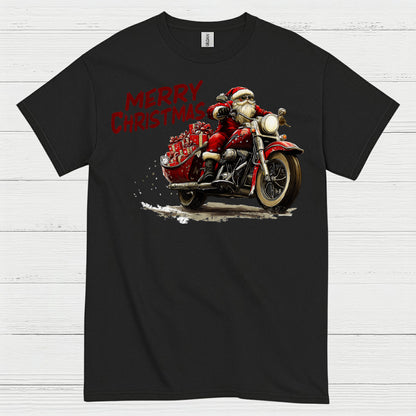 Merry Christmas Motorcycle Santa T Shirt