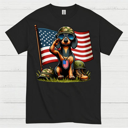 Patriotic Military Soldier Dachshund T Shirt