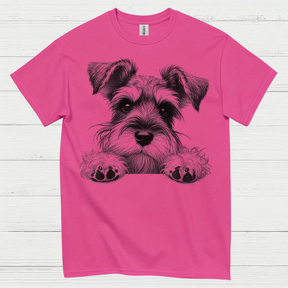 Cute Schnauzer Face Paw Art T Shirt