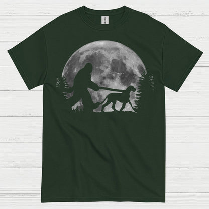 Bigfoot Walking Dog Moon T Shirt