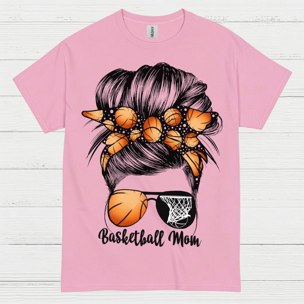 Basketball Mom Messy Bun Sunglasses T Shirt